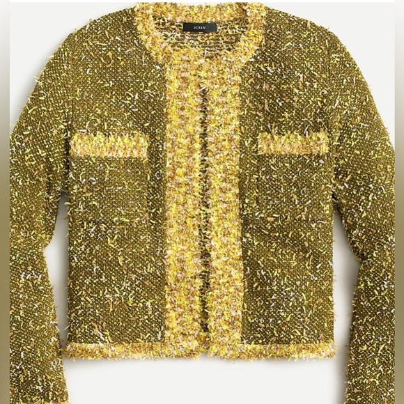 J. Crew Jackets & Blazers - New”J.Crew open-front cropped jacket/sweater-SMALL- in gold tweed-not lined